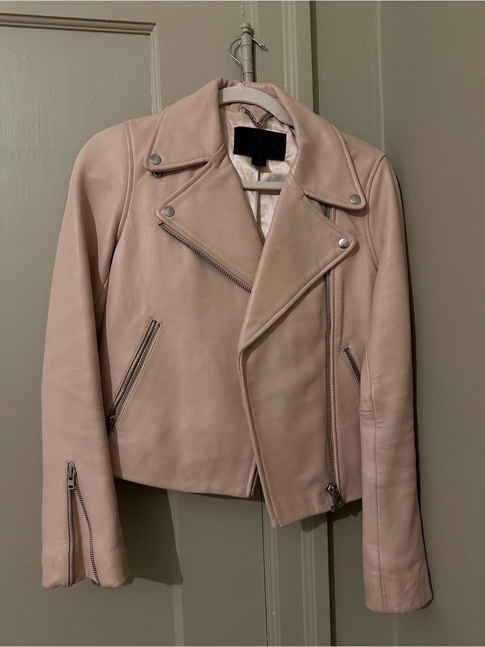 J. Crew Collection Women’s Blush Pink Moto Jacket - Leather Biker Style